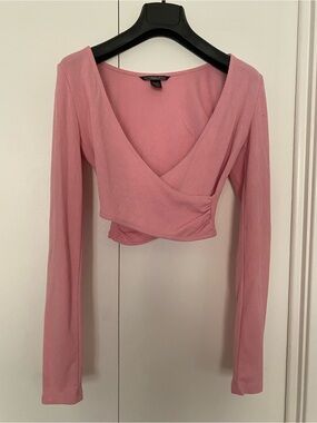 Victoria's Secret Ribbed Wrap Long Sleeve Crop Top